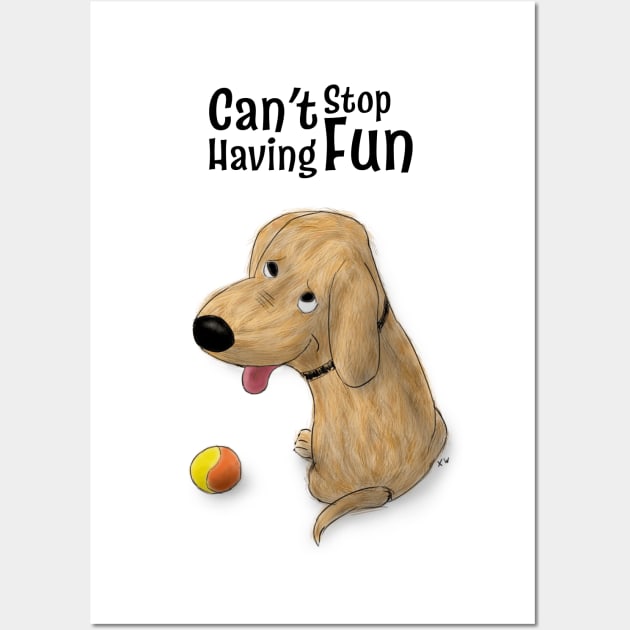 Cannot Stop Having Fun Cartoon Dog Wall Art by Xavier Wendling